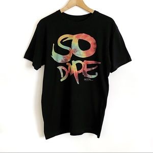 Ring of Fire Tie-dye Graphic Black T-Shirt Size M